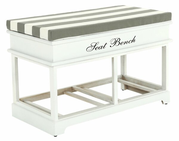 Lóca párnával, 2 fiók, fehér/szürke, SEAT BENCH 2 NEW