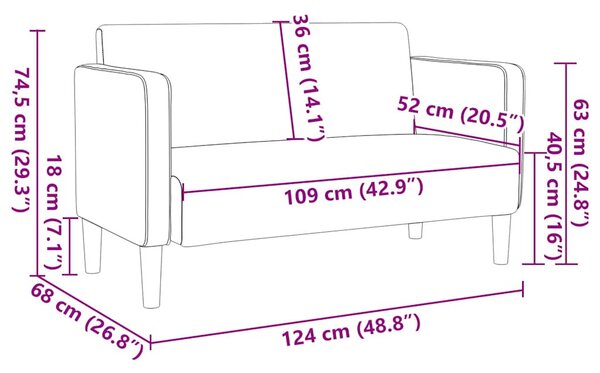 Világossárga kordbársony szövet loveseat kanapé 109 cm