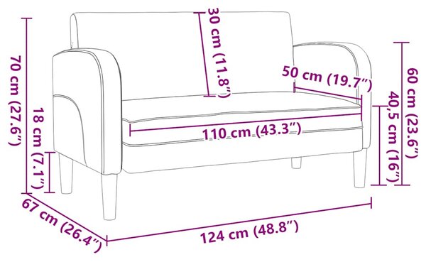 VidaXL krém műbőr loveseat kanapé 110 cm