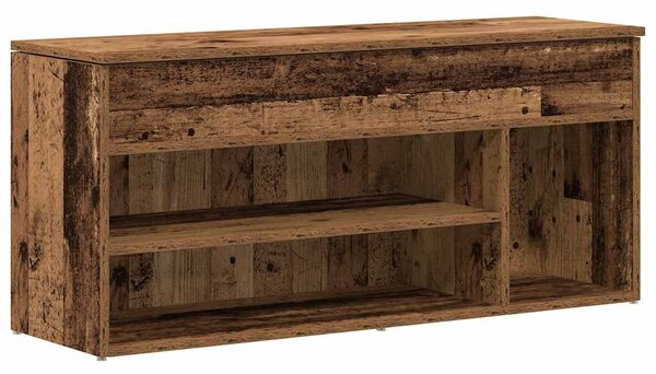 Antik fa színű szerelt fa cipőtároló pad 102x30,5x45 cm