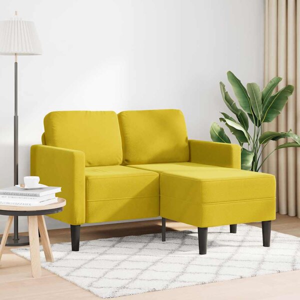 Sárga bársony 2 üléses kanapé L-alakú kanapéval 125 cm