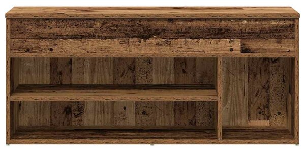 Antik fa színű szerelt fa cipőtároló pad 102x30,5x45 cm