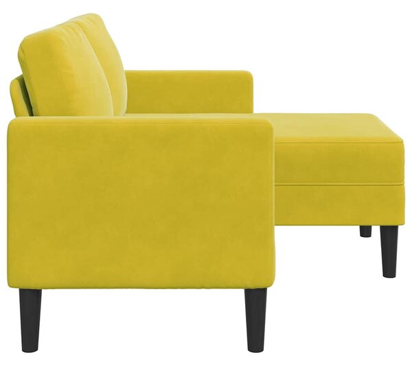 Sárga bársony 2 üléses kanapé L-alakú kanapéval 125 cm