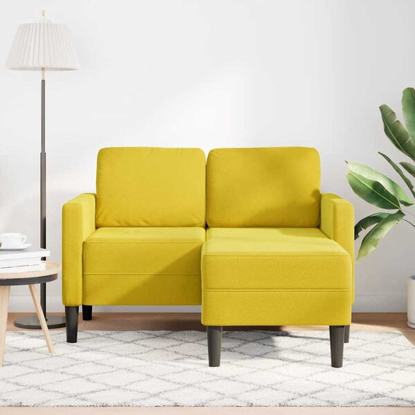 Sárga bársony 2 üléses kanapé L-alakú kanapéval 125 cm