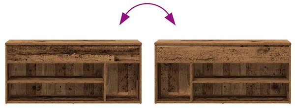 Antik fa színű szerelt fa cipőtároló pad 102x30,5x45 cm