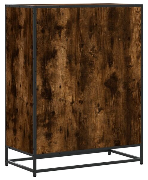 Füstös tölgy színű szerelt fa és fém cipőszekrény 75x38x97,5 cm