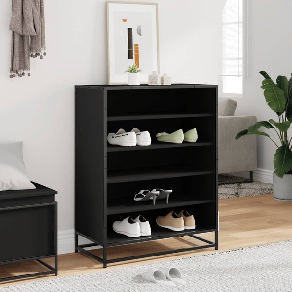 Fekete szerelt fa és fém cipőszekrény 75 x 38 x 97,5 cm
