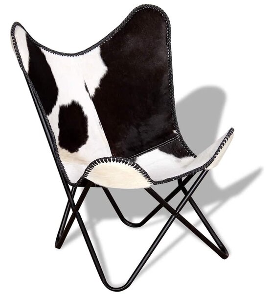 Fekete és fehér valódi marhabőr pillangószék
