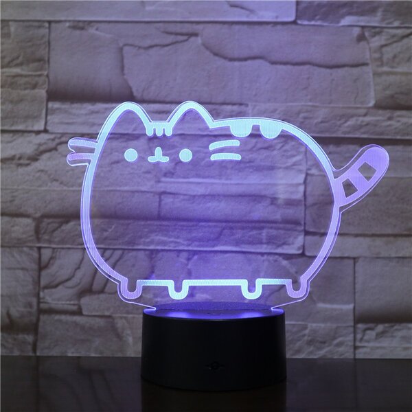 Cica szereti a hasát 7 színű 3D led lámpa