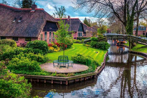 Nem szőtt fotótapéta holland házak 375 x 250 cm