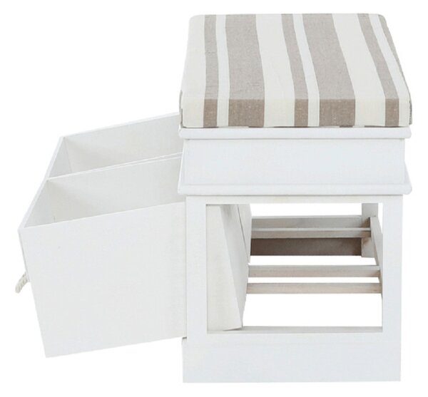 Lóca párnával, 2 fiók, fehér/világosbarna, SEAT BENCH 1 NEW
