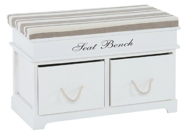 Lóca párnával, 2 fiók, fehér/világosbarna, SEAT BENCH 1 NEW