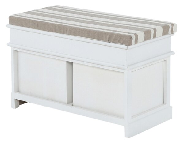 Lóca párnával, 2 fiók, fehér/világosbarna, SEAT BENCH 1 NEW