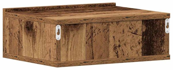 Antik fa szerelt fa lebegő éjjeliszekrény 40x32x15 cm