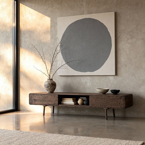 Barna tölgyfa TV-állvány 220x45x45 cm Fawn – Gazzda