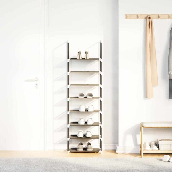 Fekete nem szőtt szövetből cipőállvány 8 szintes 44x28x145 cm