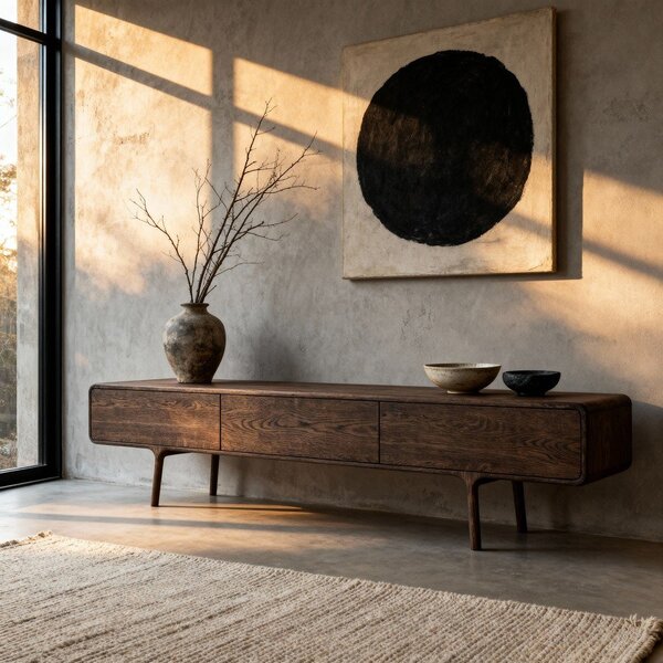 Barna tölgyfa TV-állvány 220x45x45 cm Fawn – Gazzda