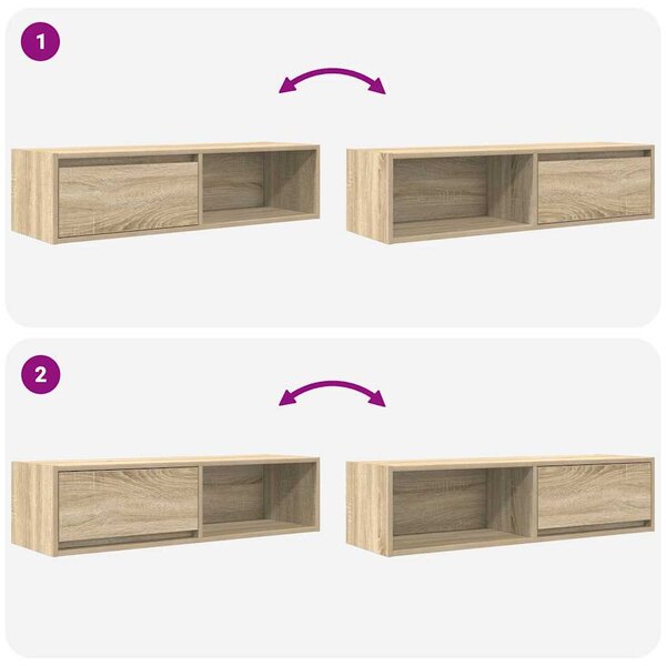 Sonoma tölgy színű szerelt fa TV-szekrény 100x31x25,5cm