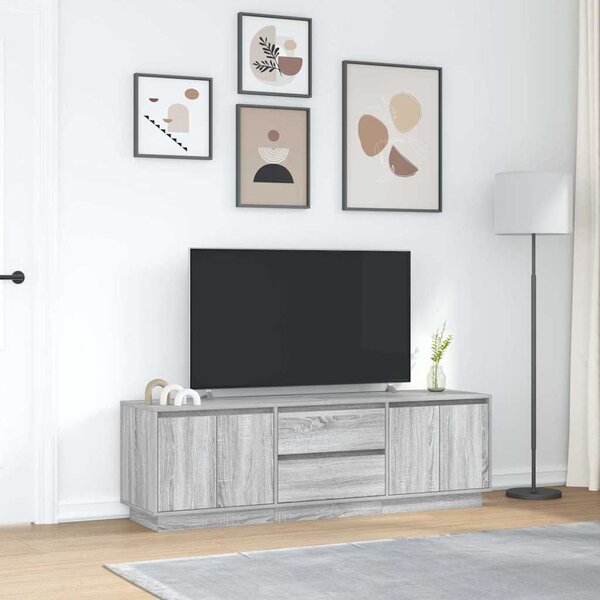 Szürke sonoma színű TV-szekrény LED-lámpákkal 160,5x41x50 cm
