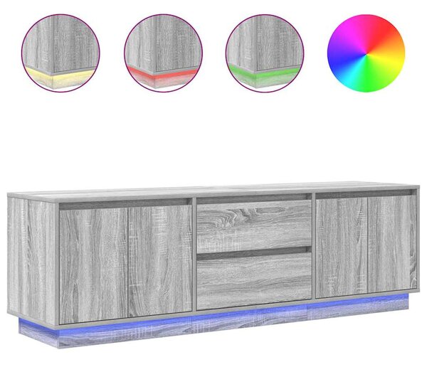 Szürke sonoma színű TV-szekrény LED-lámpákkal 160,5x41x50 cm