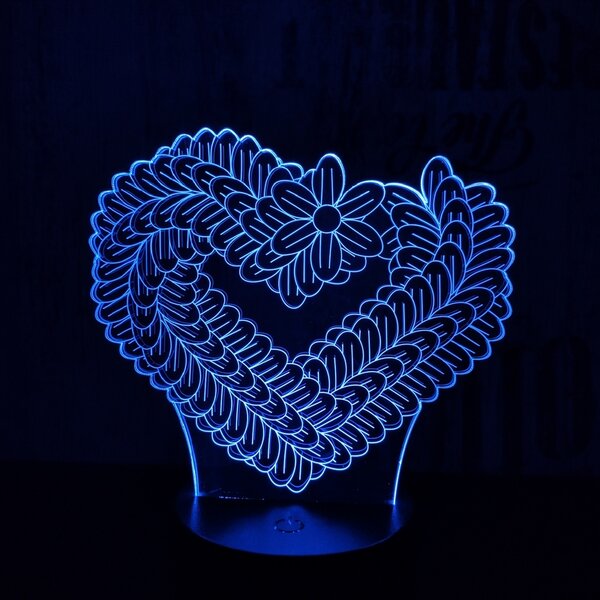 Szív füzér 7 színű 3D led lámpa