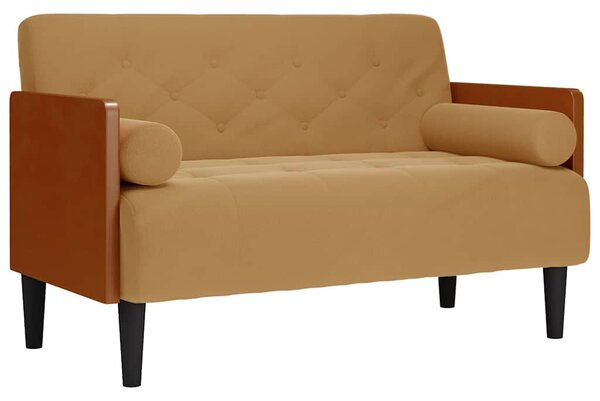 Barna bársony loveseat kanapé párnákkal 110 cm