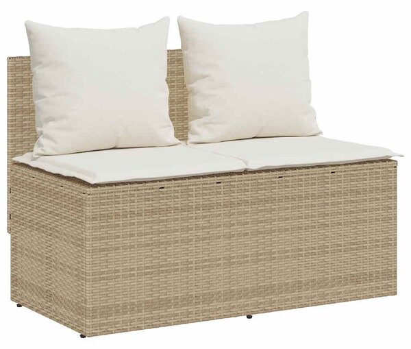 3 részes bézs polyrattan kerti étkezőgarnitúra párnákkal