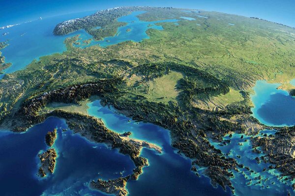 Nem szőtt fotótapéta európa 3d-s térképe 375 x 250 cm