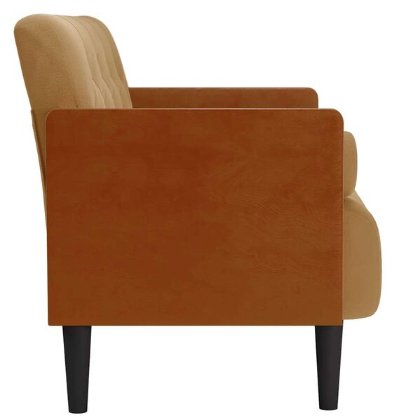 Barna bársony loveseat kanapé párnákkal 110 cm