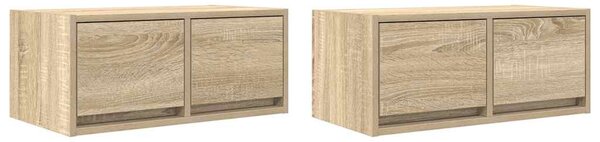 2 db sonoma tölgy színű szerelt fa TV-szekrény 60x31x25,5 cm
