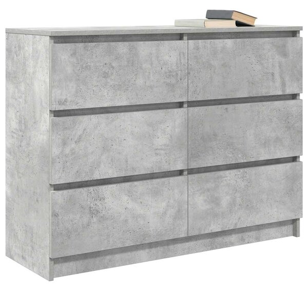 Betonszürke szerelt fa tálalószekrény 100x35x76 cm