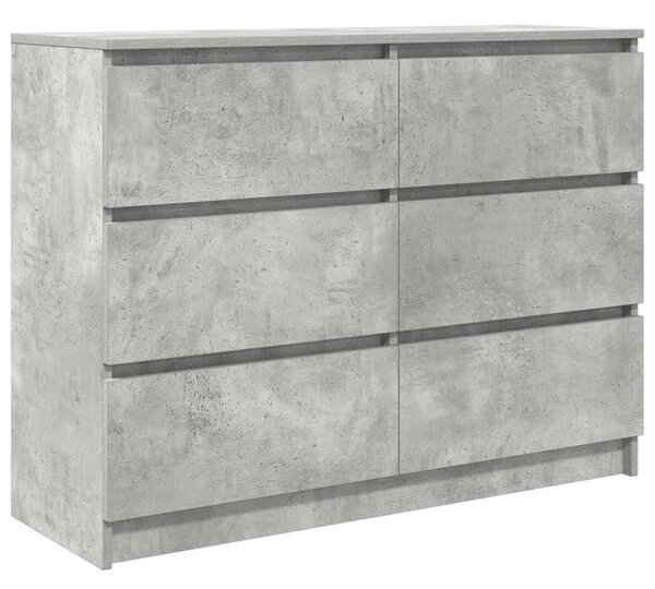 Betonszürke szerelt fa tálalószekrény 100x35x76 cm