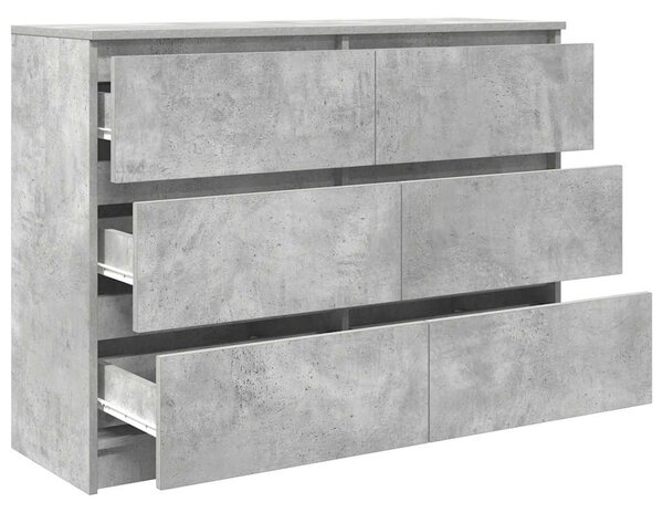 Betonszürke szerelt fa tálalószekrény 100x35x76 cm
