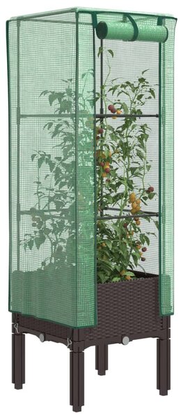 Rattan megjelenésű magaságyás melegháztakaróval 40x40x140 cm