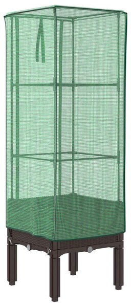 Rattan megjelenésű magaságyás melegháztakaróval 40x40x140 cm