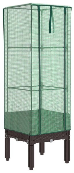 Rattan megjelenésű magaságyás melegháztakaróval 40x40x140 cm