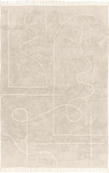 Lines bézs kézzel szőtt pamut szőnyeg, 200 x 300 cm - Westwing Collection