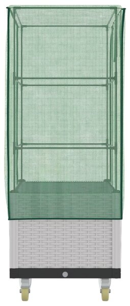 Rattan megjelenésű magaságyás borítással/kerékkel 80x50x182 cm