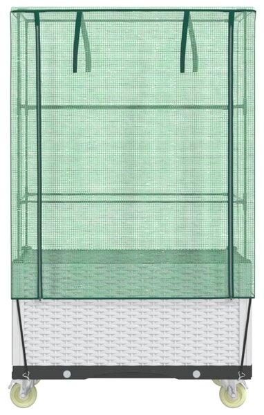 Rattan megjelenésű magaságyás borítással/kerékkel 80x50x182 cm