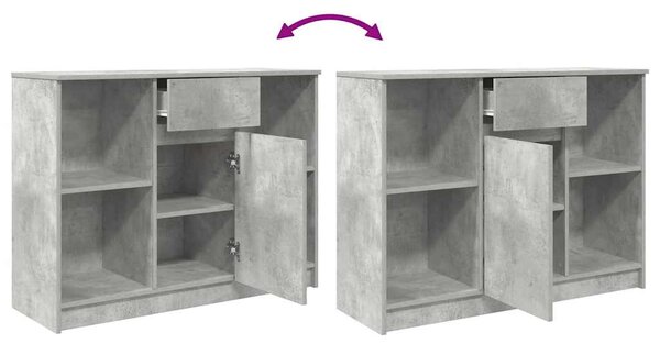 Betonszürke szerelt fa tálalószekrény fiókos 101x35x76 cm