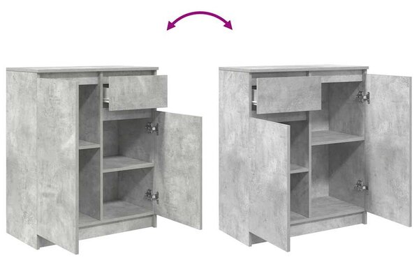 Betonszürke szerelt fa tálalószekrény fiókos 71x35x84 cm