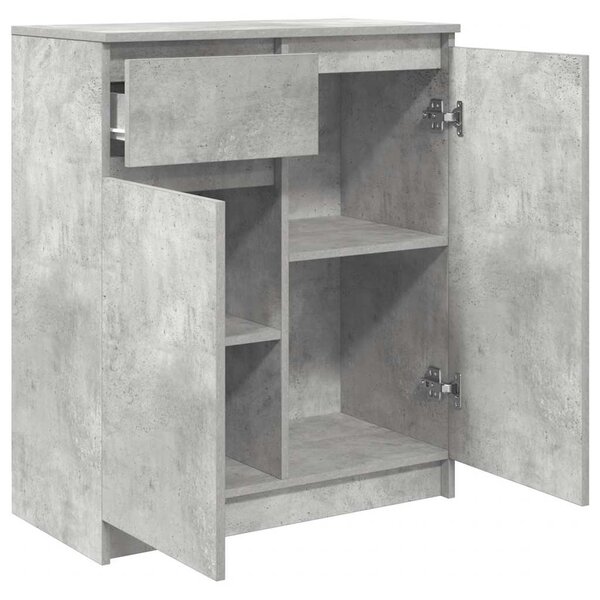 Betonszürke szerelt fa tálalószekrény fiókos 71x35x84 cm