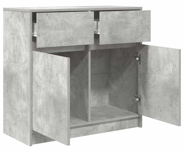 Betonszürke szerelt fa tálalószekrény fiókos 80x34x76 cm