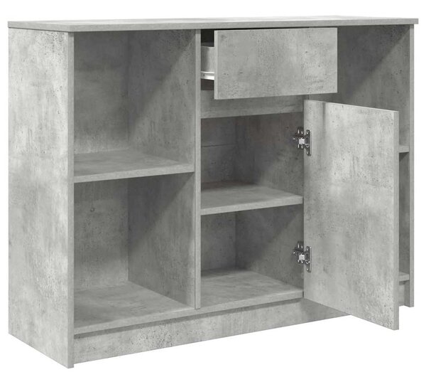 Betonszürke szerelt fa tálalószekrény fiókos 101x35x76 cm