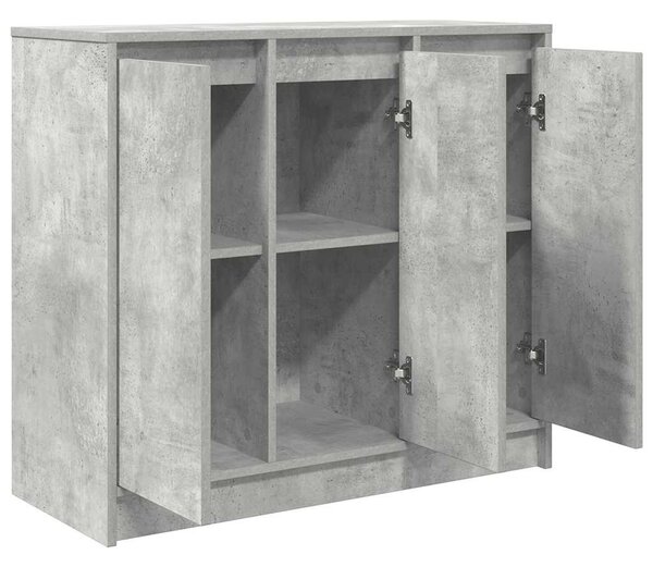 Betonszürke szerelt fa tálalószekrény 85x34x76 cm