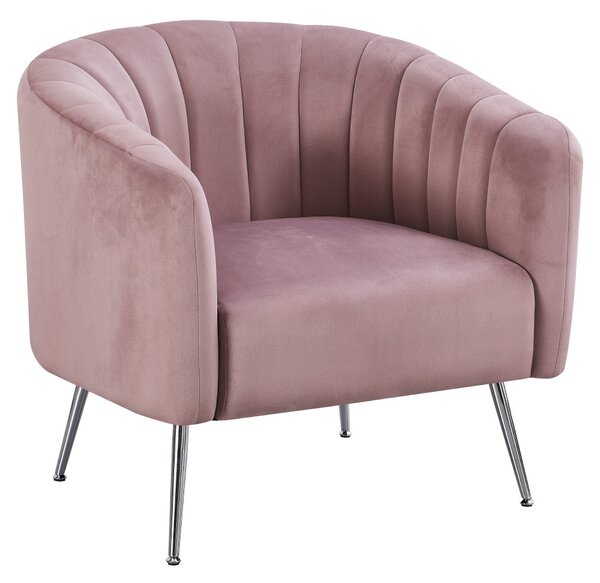 Design fotel, rózsaszín Velvet szövet/króm-ezüst, BAGY