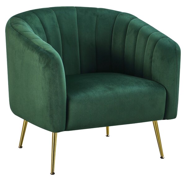 Design fotel, sötétzöld Velvet szövet/gold króm-arany, BAGY