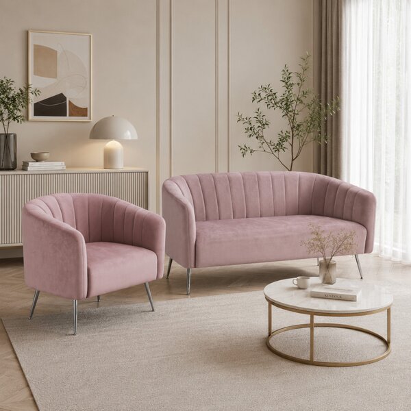 Design fotel, rózsaszín Velvet szövet/króm-ezüst, BAGY