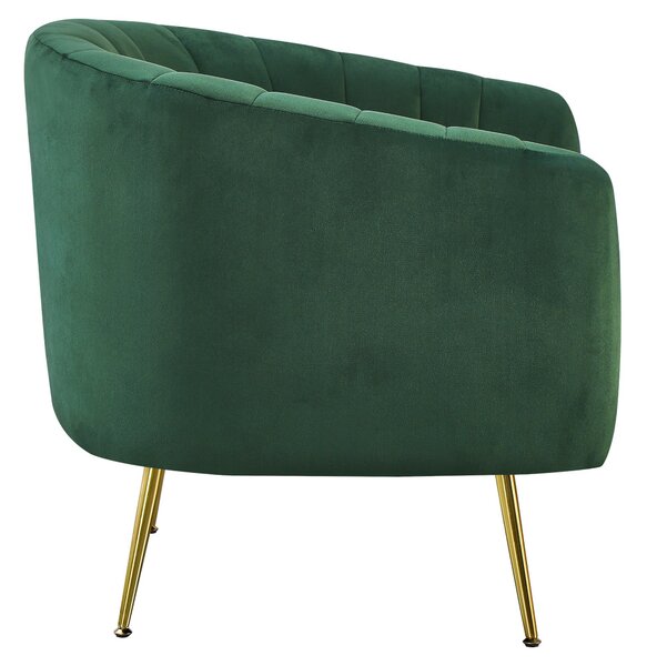 Design fotel, sötétzöld Velvet szövet/gold króm-arany, BAGY