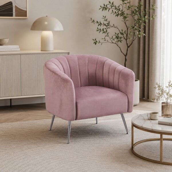 Design fotel, rózsaszín Velvet szövet/króm-ezüst, BAGY